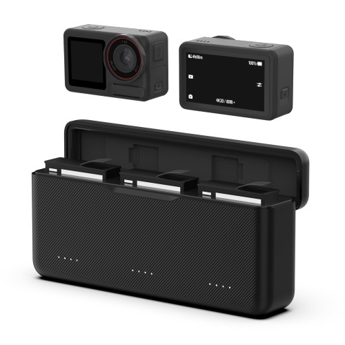 TELESIN Charging Case for DJI Action 5 – 3 Battery Slots, PD Fast Charging, Portable
